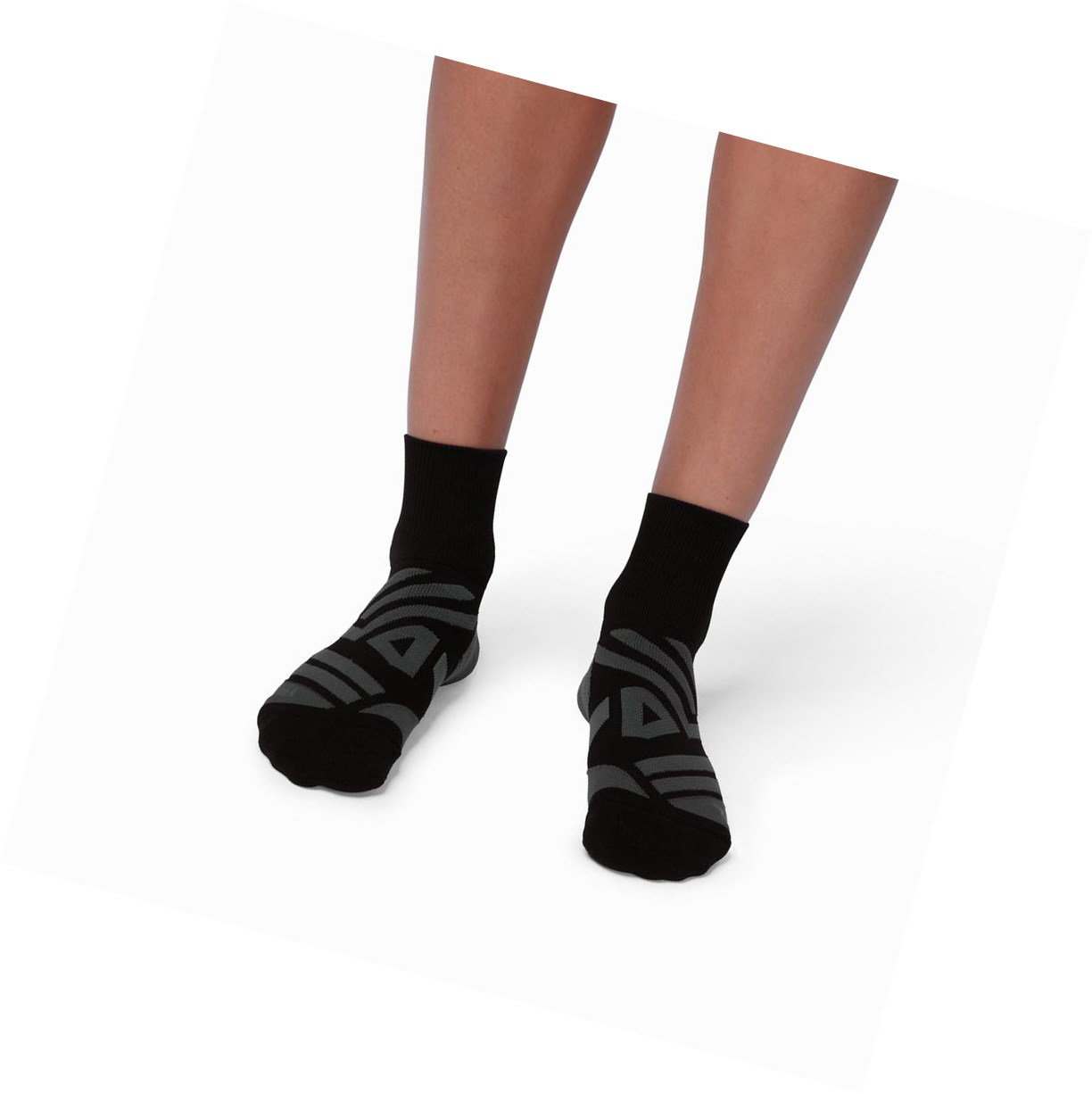 On Mid Laufsocken Damen Schwarz Grau | 3027-FALWC