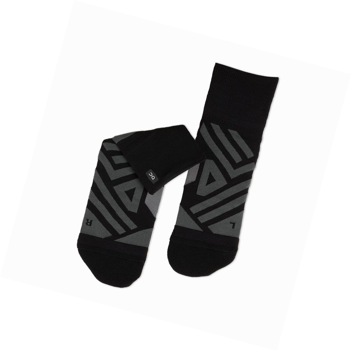 On Mid Laufsocken Damen Schwarz Grau | 3027-FALWC